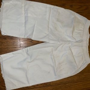 White work pants cut to shorts